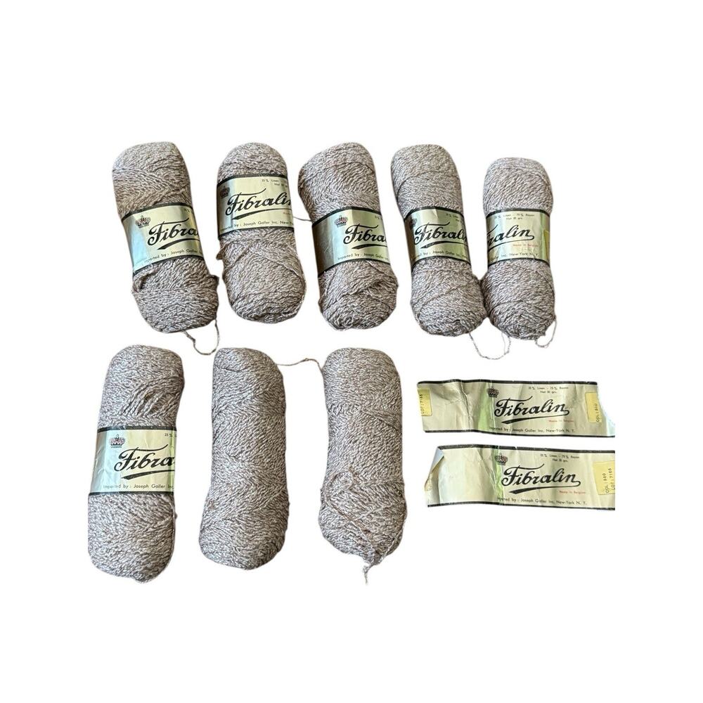Vintage Fibralin Yarn Lot 8 Skeins Linen Rayon Belgium Textured Textile Weaving‎